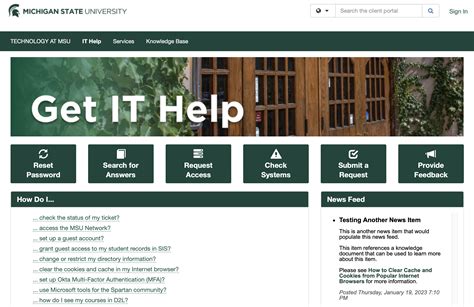 The web portal for MSU.